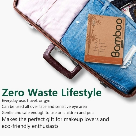 20 Packs Organic Reusable Makeup Remover Pads, Washable Eco-Friendly Natural Bam - Picture 5 of 6